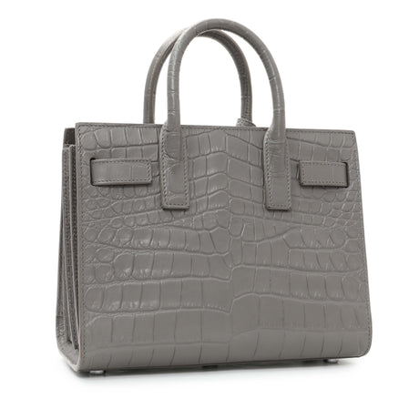 Saint Laurent Grey Calfskin Crocodile Embossed Nano Sac De Jour Handbags Saint Laurent