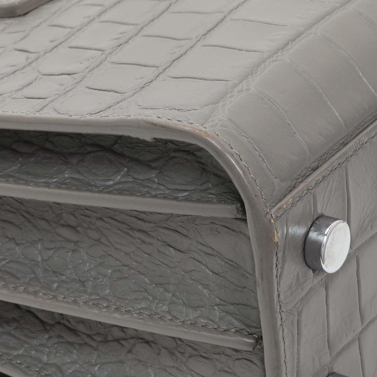 Saint Laurent Grey Calfskin Crocodile Embossed Nano Sac De Jour Handbags Saint Laurent