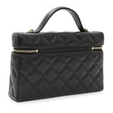 Chanel Black Quilted Caviar Top Handle Slim Vanity With Chain Handbags Chanel
