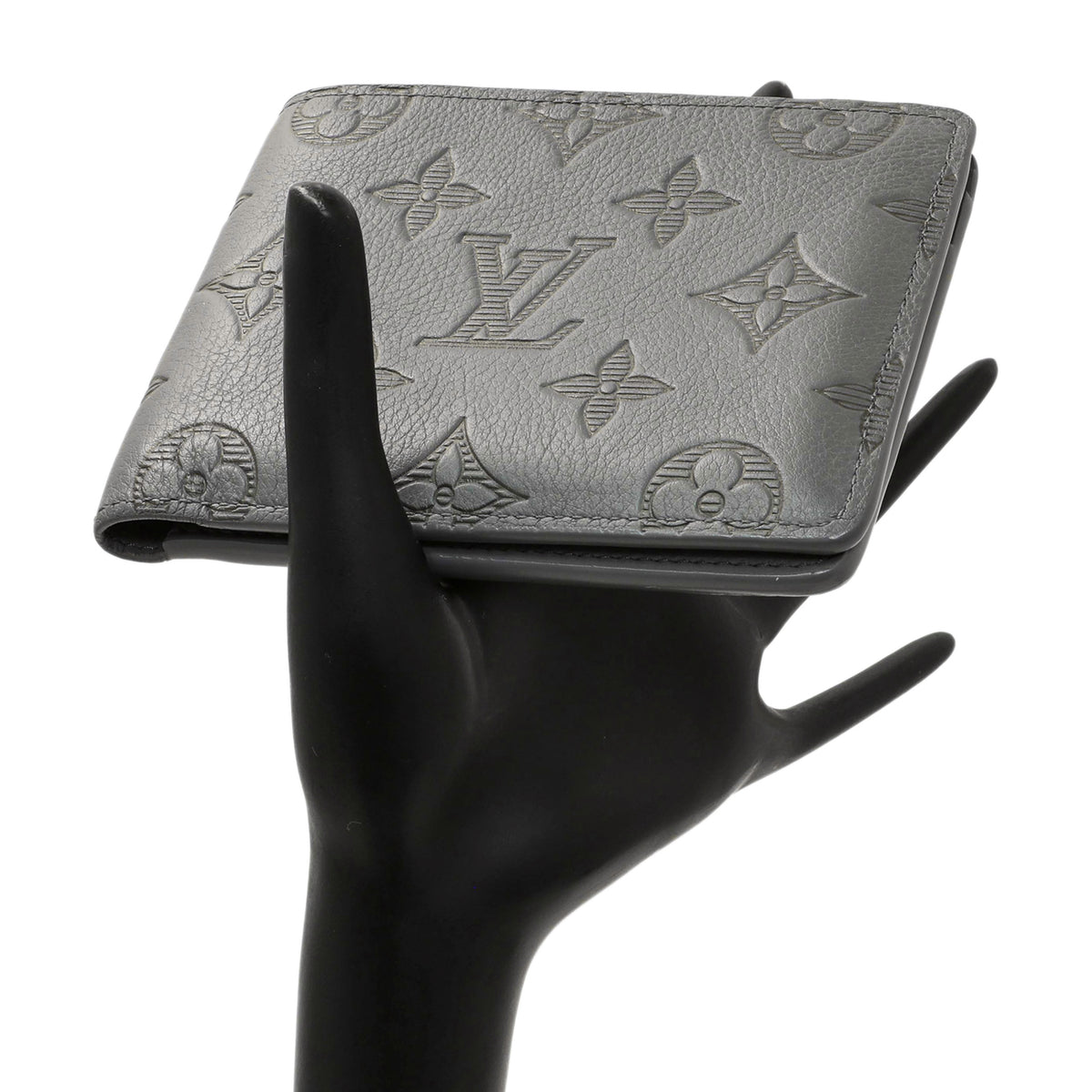 Louis Vuitton Grey Calfskin Monogram Shadow Multiple Wallet Accessories Louis Vuitton