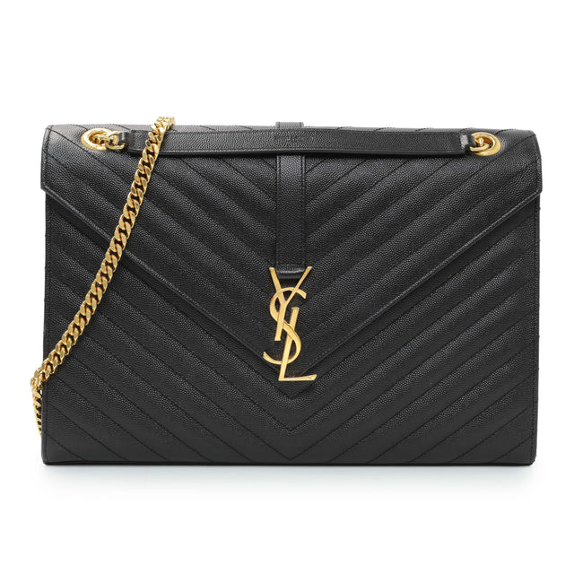 Saint Laurent Grain De Poudre Mixed Matelasse Large Triquilt Monogram Satchel Handbags Saint Laurent