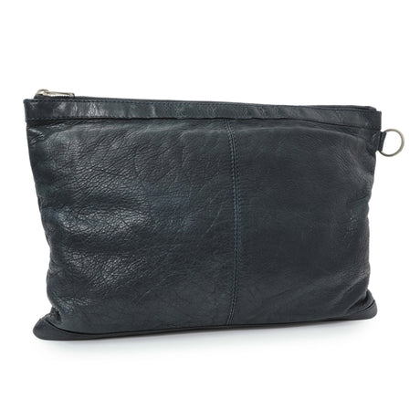 Balenciaga Navy Agneau Arena Classic Silver Hardware Large Clip Clutch Handbags Balenciaga