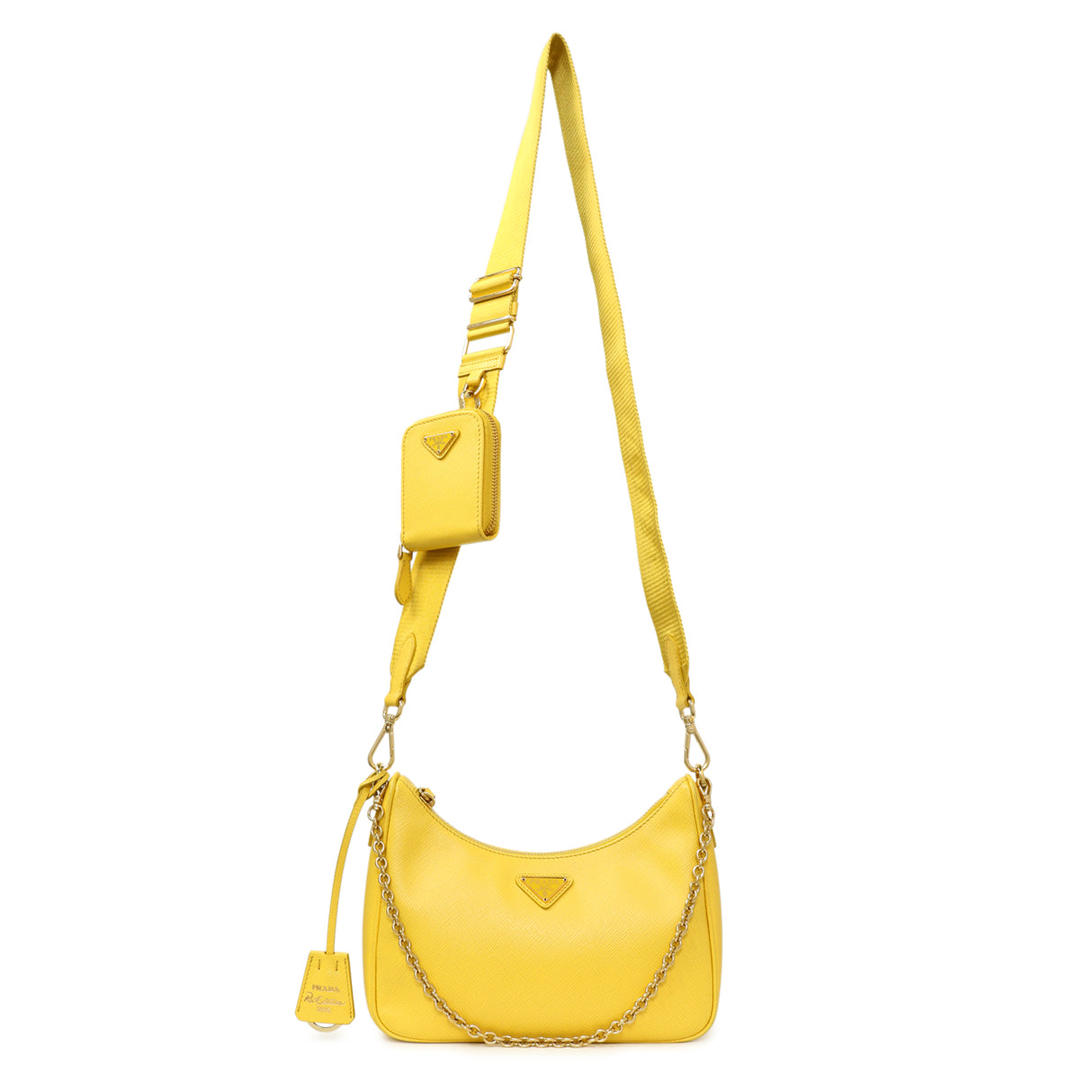 Prada Yellow Saffiano Re-Edition 2005 Shoulder Bag