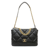 Chanel Black Lambskin Quilted Maxi Chanel 19 Flap Handbags Chanel