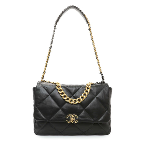 Chanel Black Lambskin Quilted Maxi Chanel 19 Flap Handbags Chanel