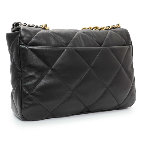 Chanel Black Lambskin Quilted Maxi Chanel 19 Flap Handbags Chanel