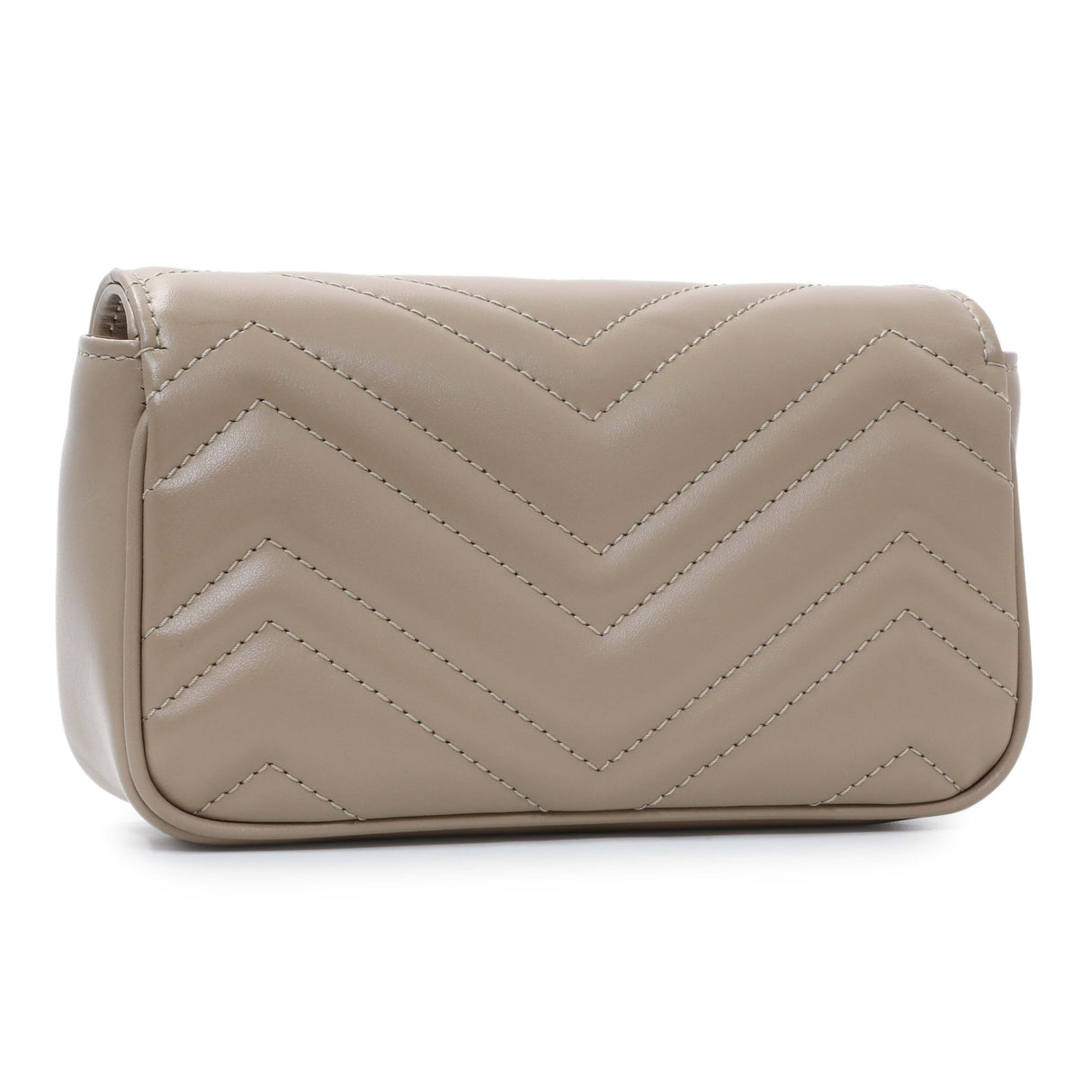 Gucci Grey Calfskin Matelasse Super Mini GG Marmont Shoulder Bag Handbags Gucci