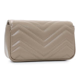Gucci Grey Calfskin Matelasse Super Mini GG Marmont Shoulder Bag Handbags Gucci