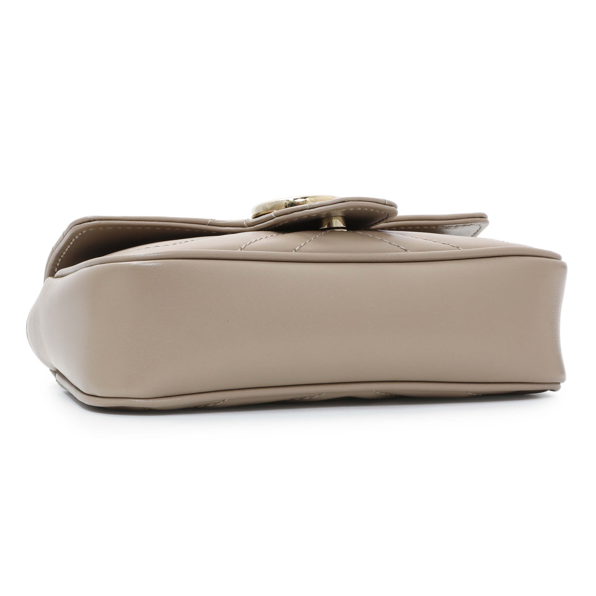 Gucci Grey Calfskin Matelasse Super Mini GG Marmont Shoulder Bag Handbags Gucci
