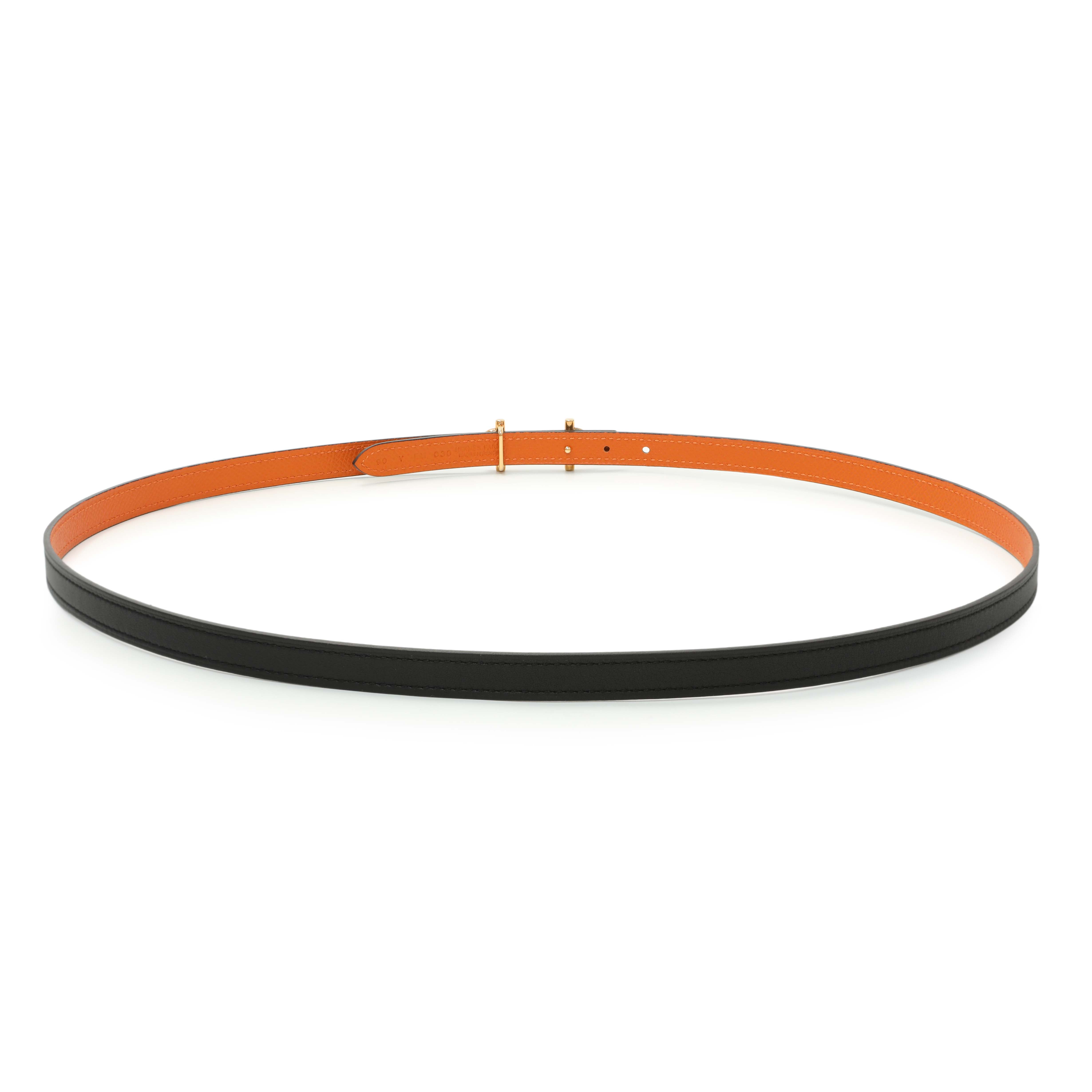 Hermes Black Orange Swift Epsom 13mm Reversible Gamma Belt – Modaselle