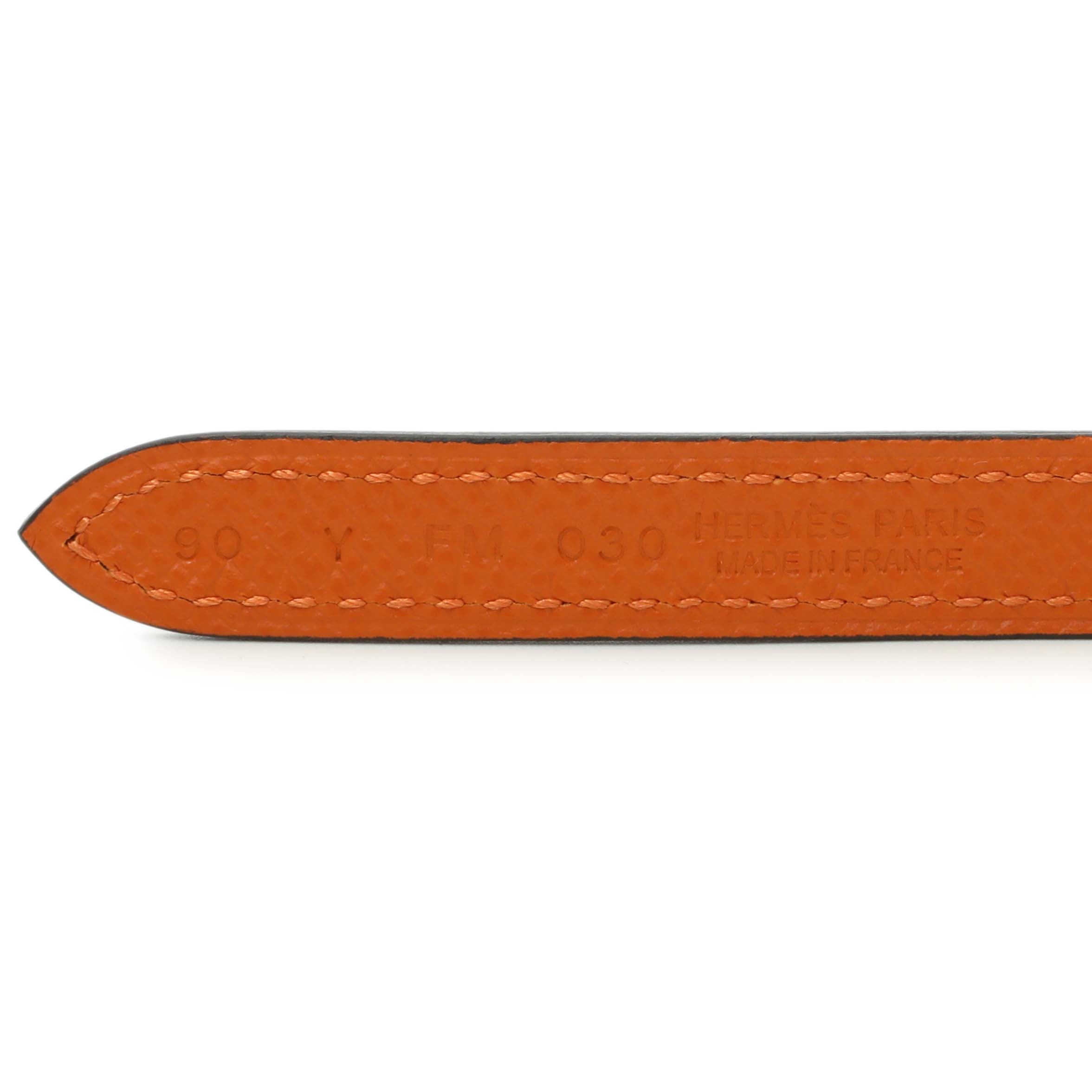 Hermes Black Orange Swift Epsom 13mm Reversible Gamma Belt – Modaselle