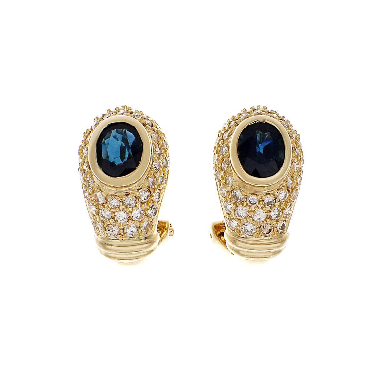 18K Yellow Gold 1.10 Carat Sapphire Earrings