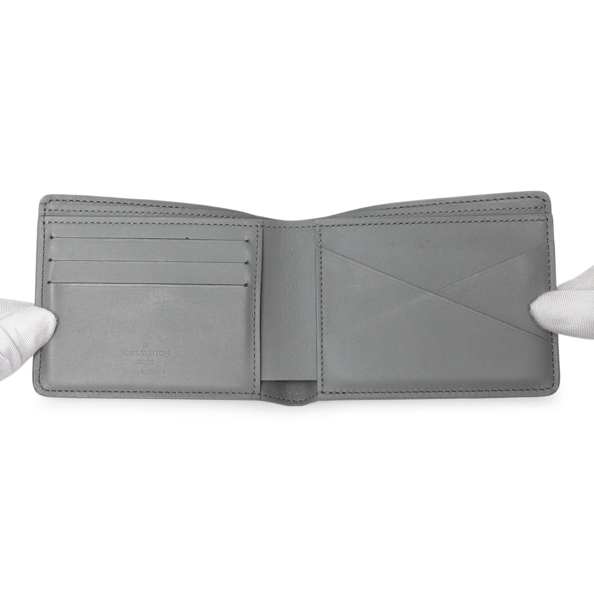 Louis Vuitton Grey Calfskin Monogram Shadow Multiple Wallet Accessories Louis Vuitton