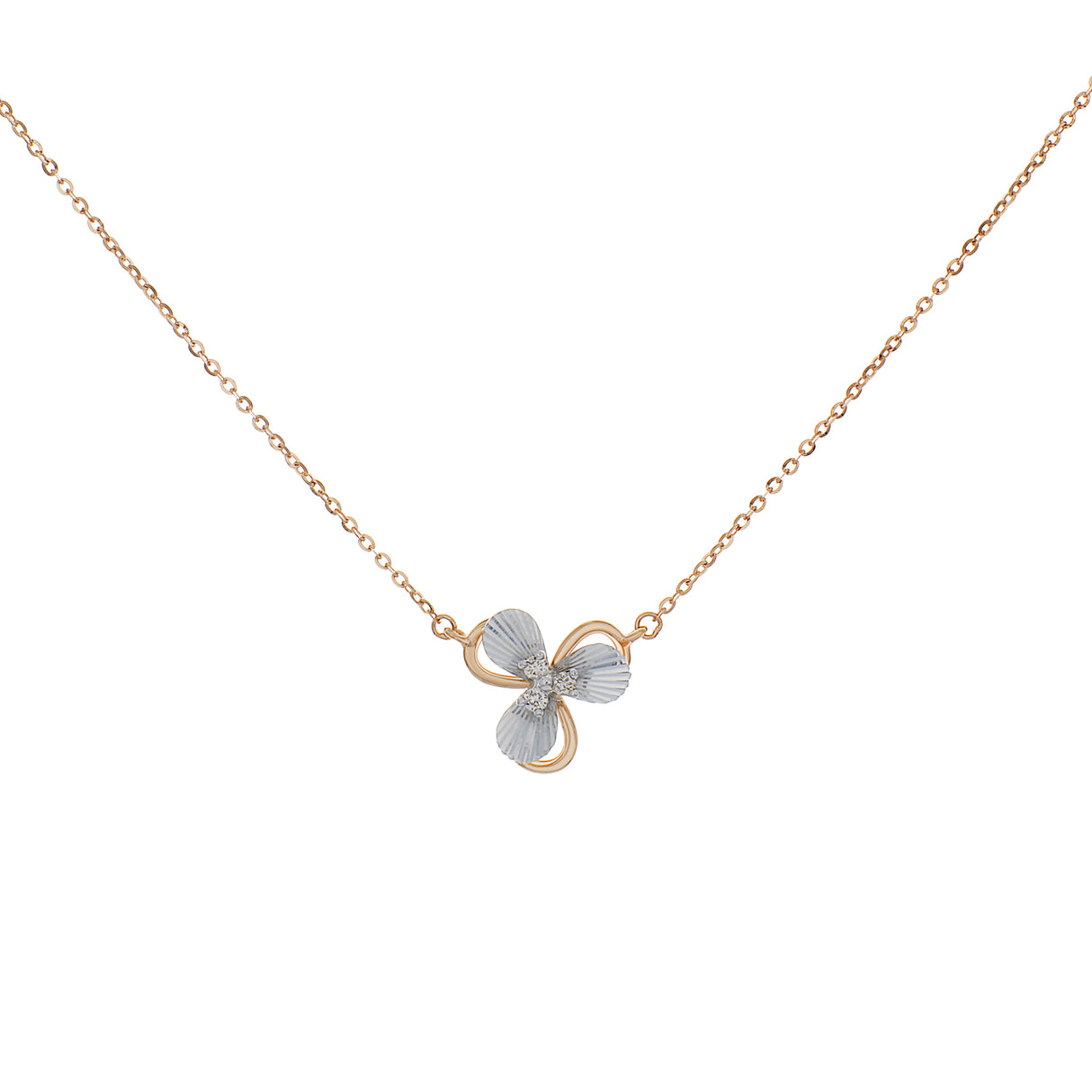 18K Rose/White Gold Diamond Petal Pendant