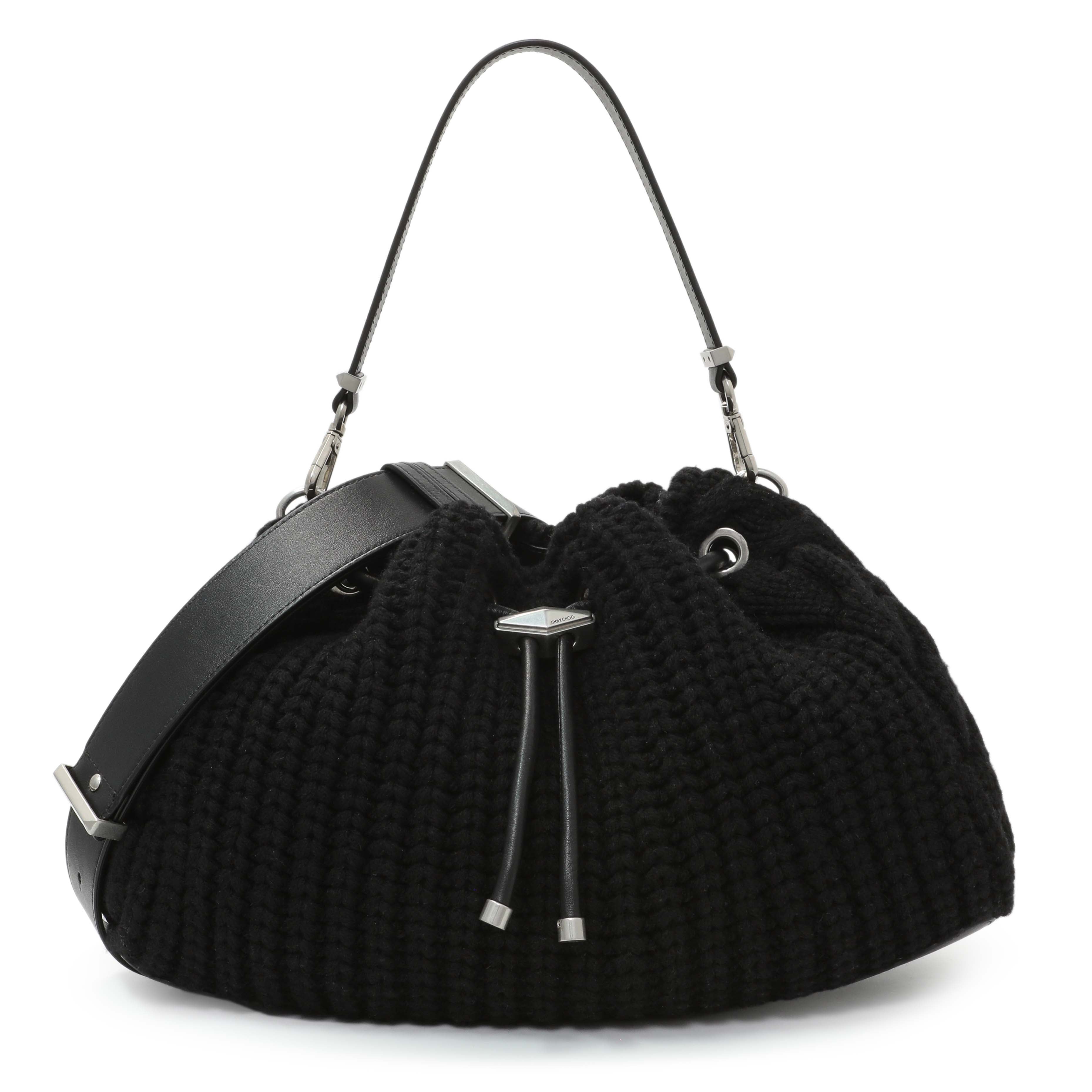 Jimmy Choo Black Knitted Medium Cinch Shoulder Bag – Modaselle