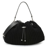 Jimmy Choo Black Knitted Medium Cinch Shoulder Bag Handbags Jimmy Choo
