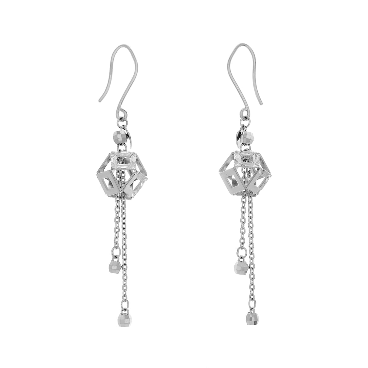 Platinum Geometric Drop Earrings