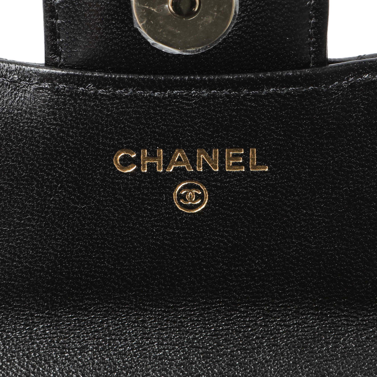 Chanel Black Lambskin Top Handle Flap Coin Purse With Chain Handbags Chanel