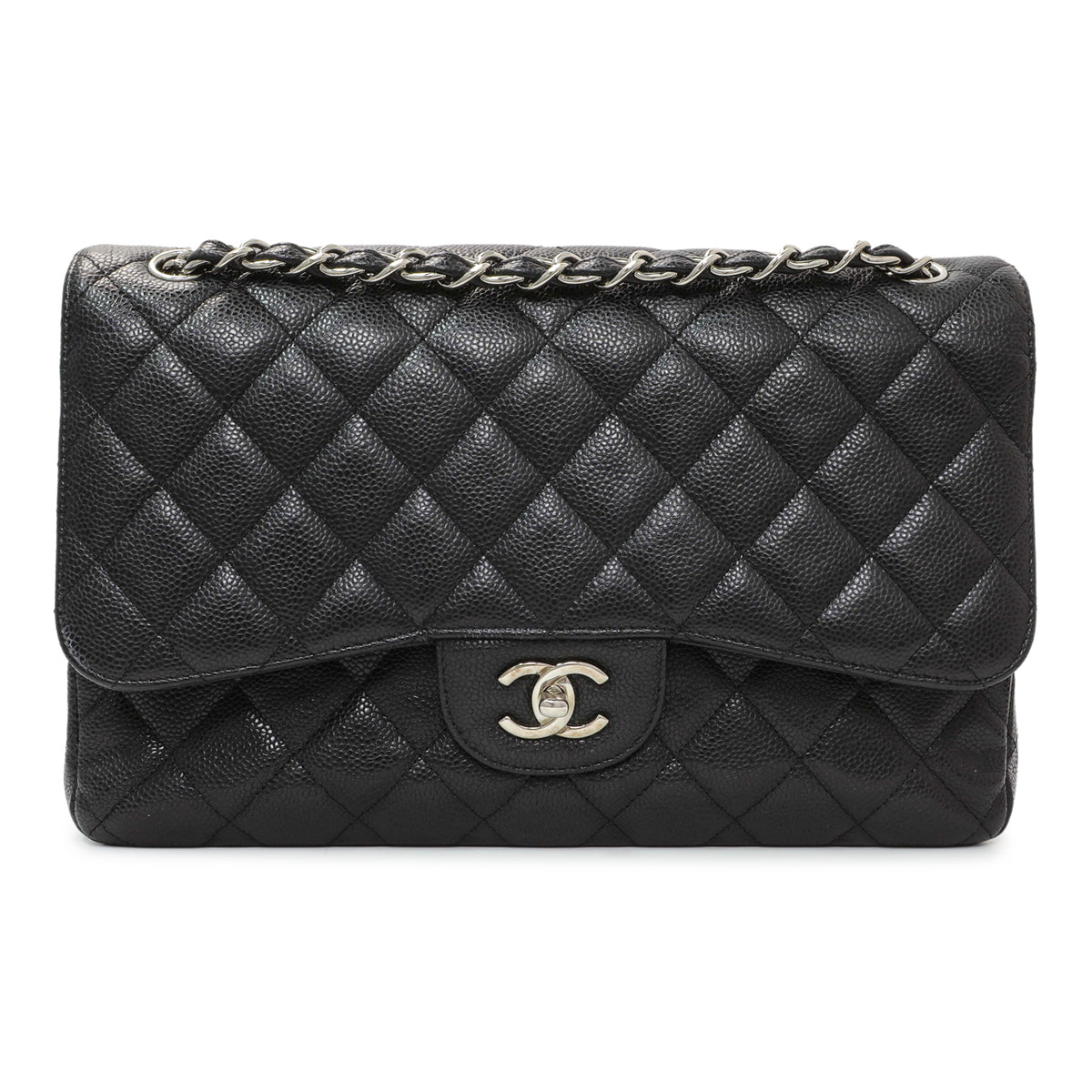 Chanel Black Caviar Jumbo Classic Double Flap Handbags Chanel