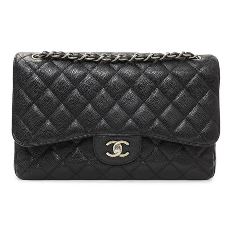Chanel Black Caviar Jumbo Classic Double Flap Handbags Chanel