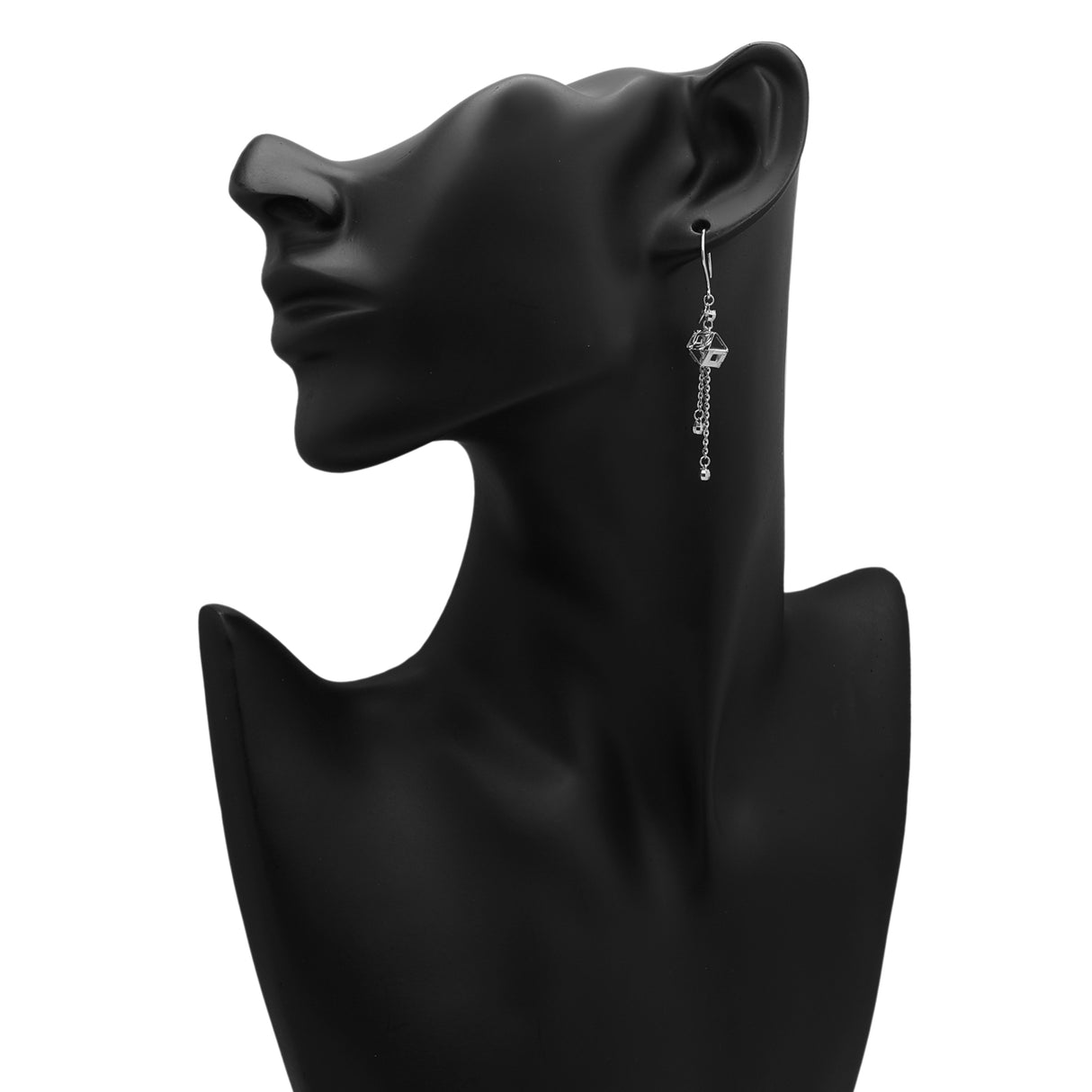 Platinum Geometric Drop Earrings