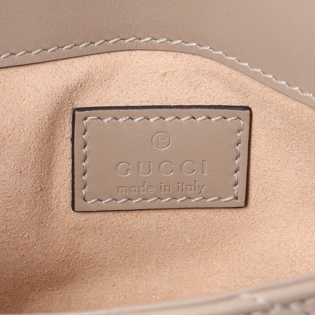 Gucci Grey Calfskin Matelasse Super Mini GG Marmont Shoulder Bag Handbags Gucci