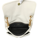 Saint Laurent White Lambskin Matelasse Monogram Medium Niki Chain Satchel