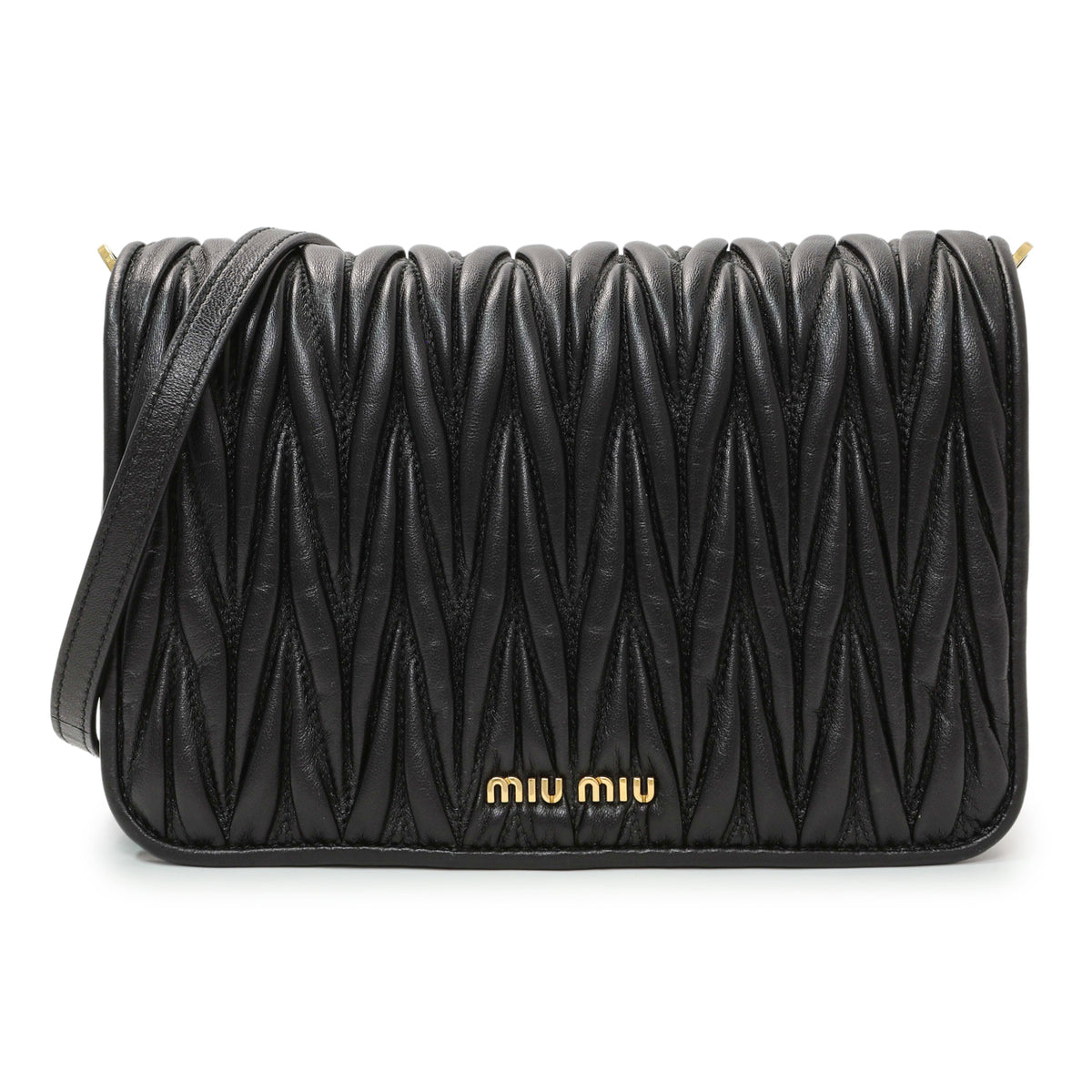 Miu Miu Black Nappa Matelasse Crossbody Handbags Miu Miu