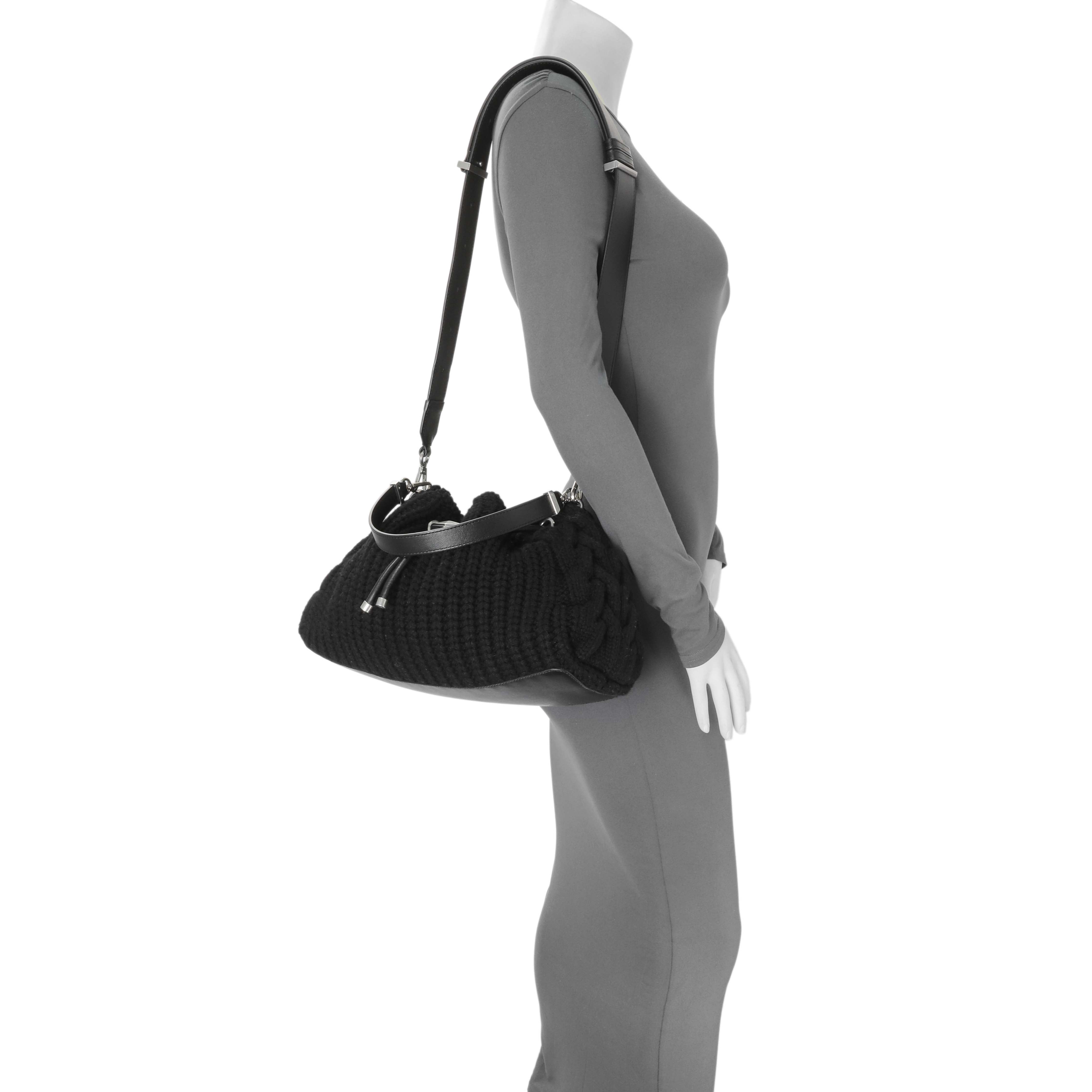 Jimmy Choo Black Knitted Medium Cinch Shoulder Bag – Modaselle