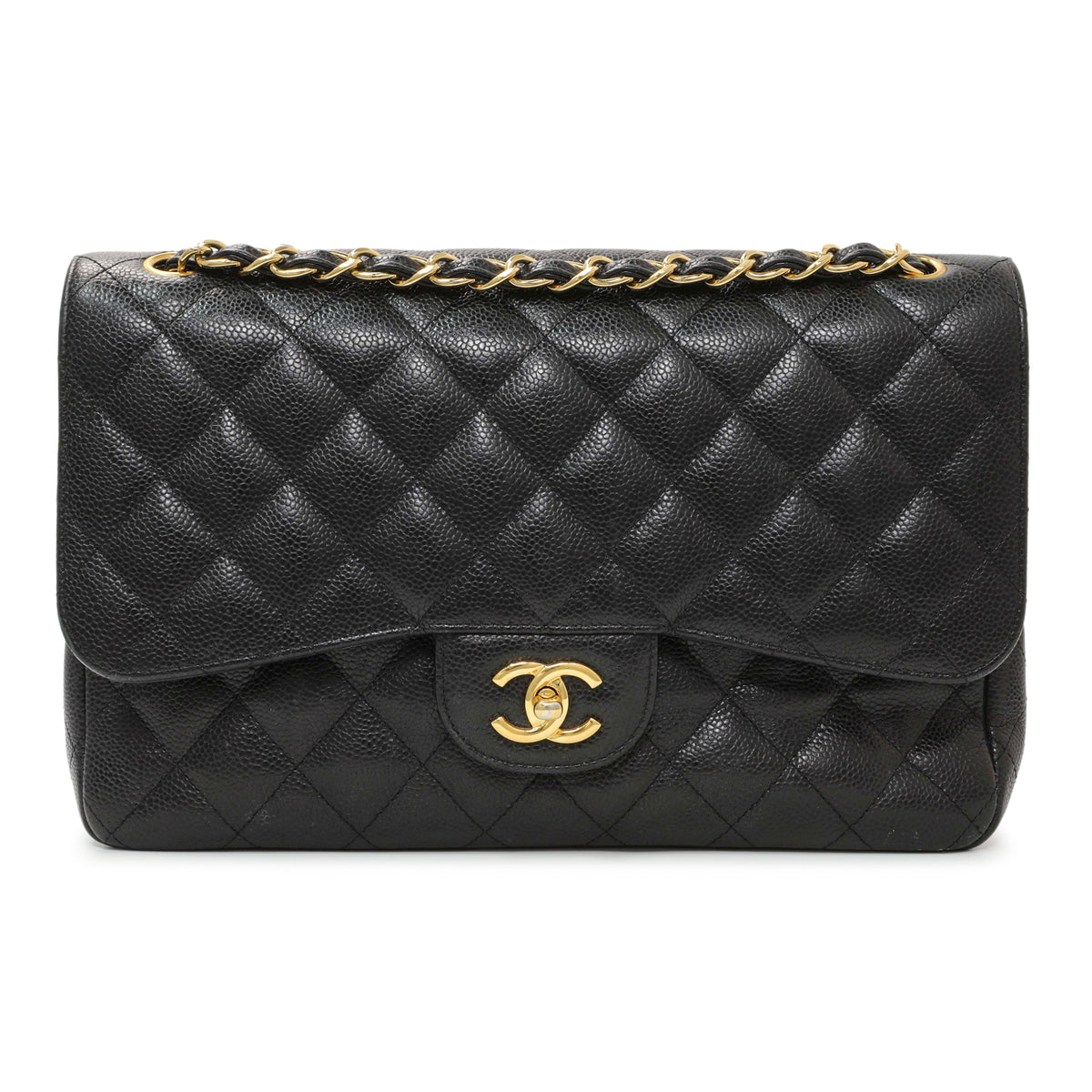Chanel Black Caviar Jumbo Classic Flap Handbags Chanel