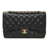Chanel Black Caviar Jumbo Classic Flap Handbags Chanel
