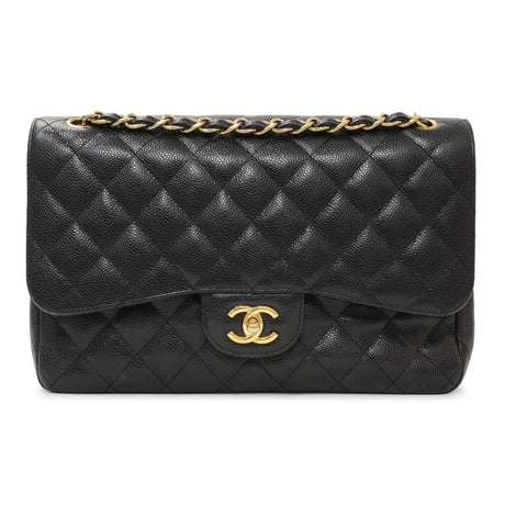 Chanel Black Caviar Jumbo Classic Flap Handbags Chanel