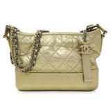 Chanel Metallic Gold Aged Calfskin Small Gabrielle Hobo Handbags Chanel