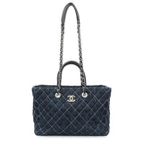 Chanel Blue Quilted Denim Coco Handle Shopping Tote Handbags Chanel