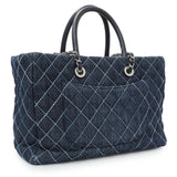 Chanel Blue Quilted Denim Coco Handle Shopping Tote Handbags Chanel