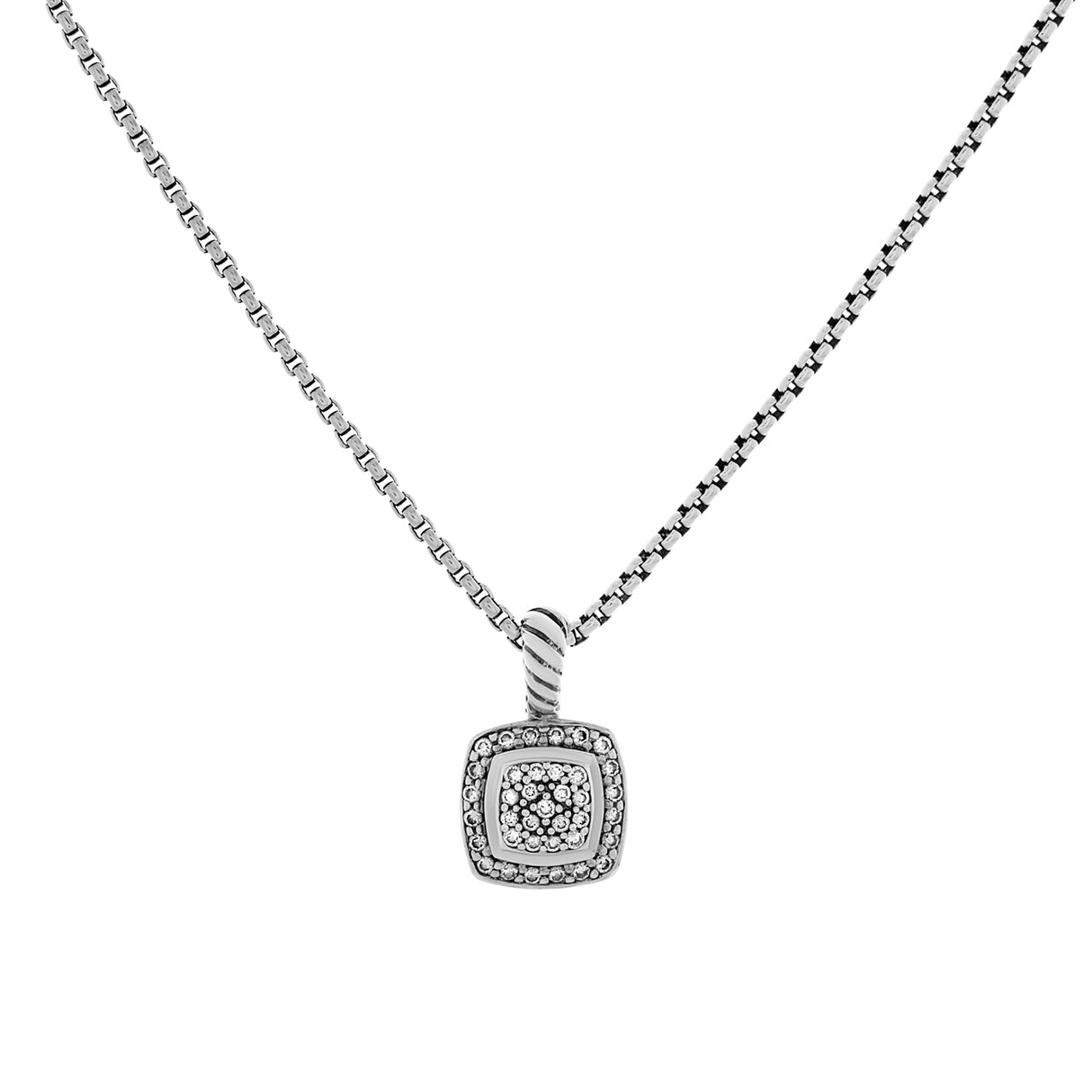 David Yurman Sterling Silver Diamond Petite Albion Pendant Necklace