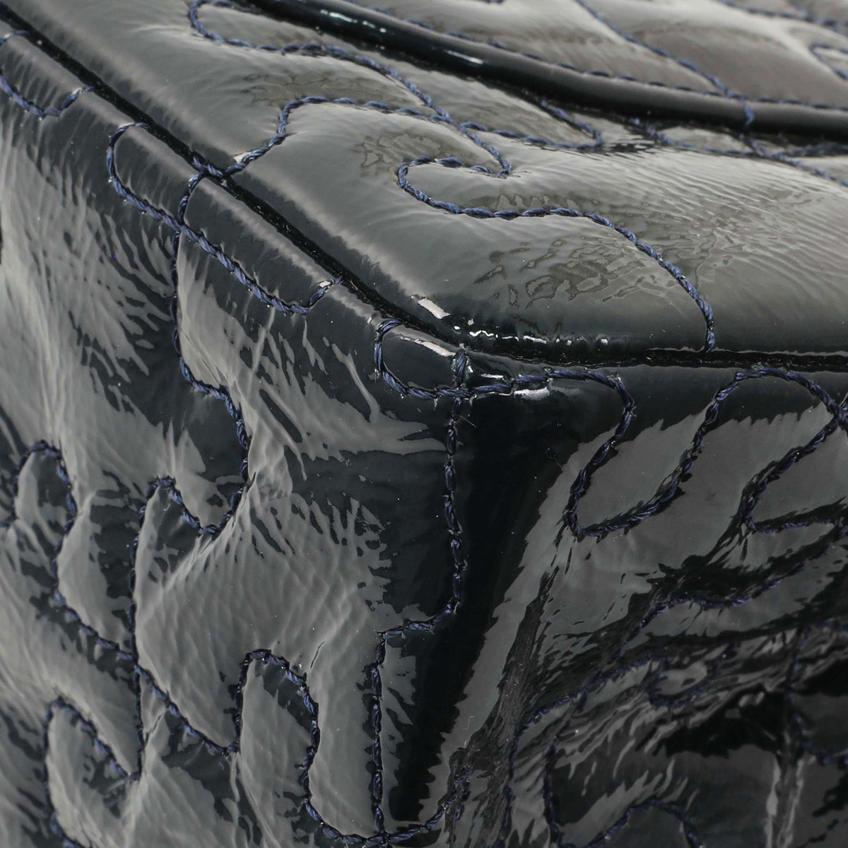 Chanel Navy Crackled Patent Puzzle Reissue 2.55 Double Flap 226 Handbags Chanel