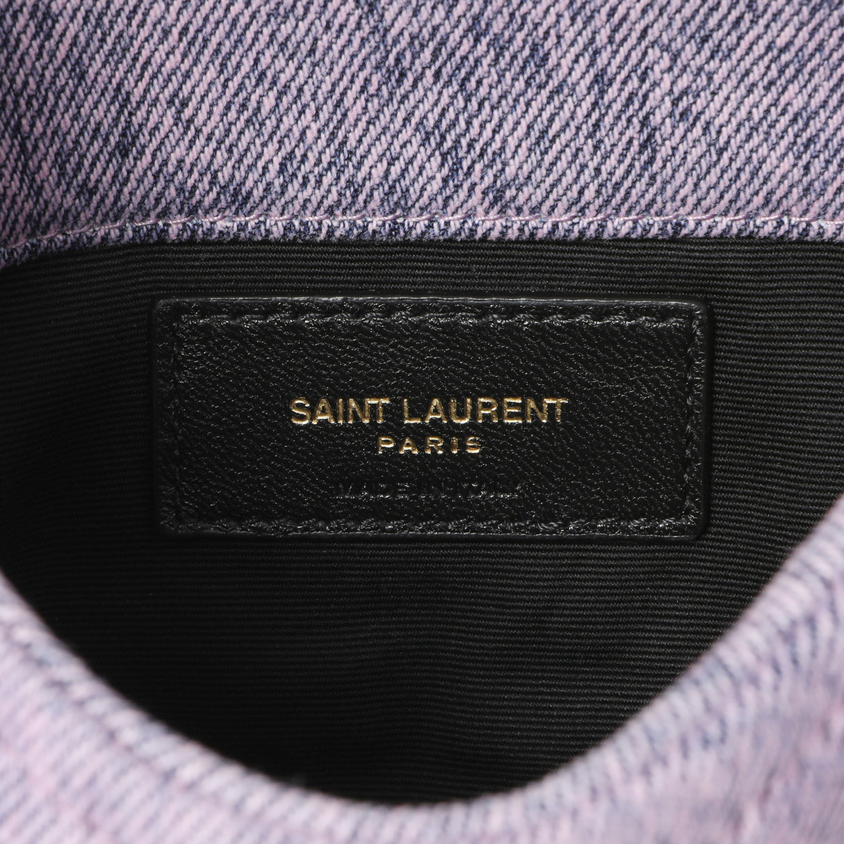 Saint Laurent Bleached Lilac Quilted Denim Loulou Puffer Monogram Clutch