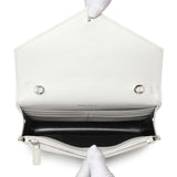 Saint Laurent White Grain De Poudre Matelasse Chevron Monogram Envelope Chain Wallet Handbags Saint Laurent
