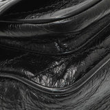 Saint Laurent Black Crinkled Calfskin Matelasse Monogram Baby Niki Chain Satchel Handbags Saint Laurent