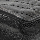 Saint Laurent Black Crinkled Calfskin Matelasse Monogram Baby Niki Chain Satchel Handbags Saint Laurent