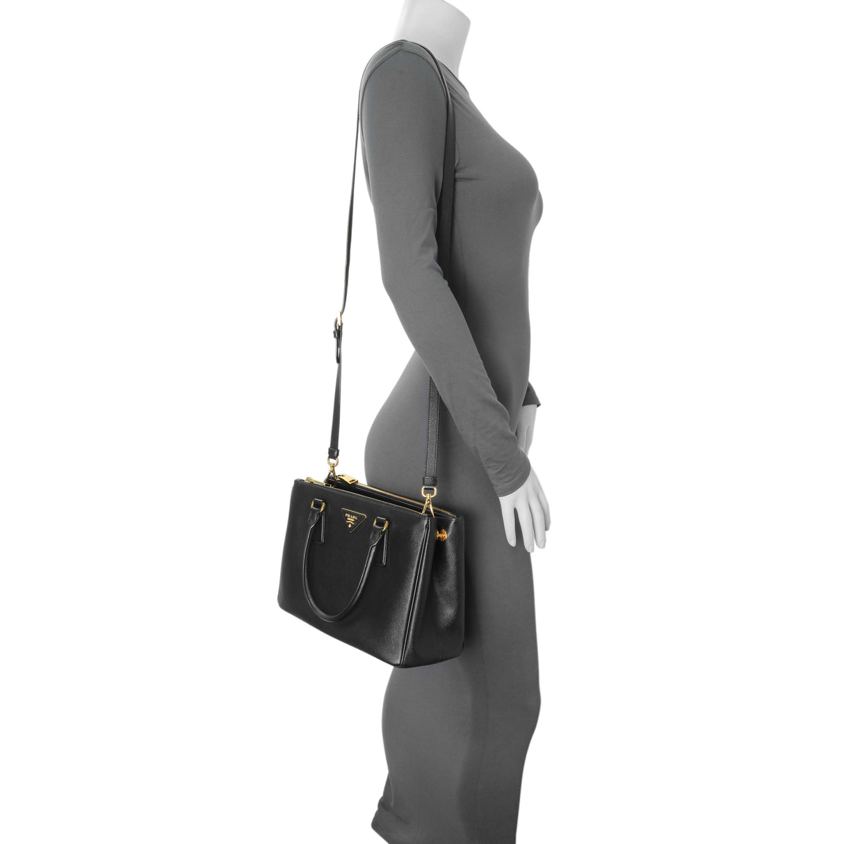 Prada Black Saffiano Galleria Tote Small Handbags Prada
