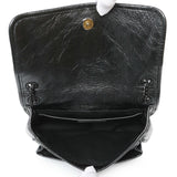 Saint Laurent Black Crinkled Calfskin Matelasse Monogram Baby Niki Chain Satchel Handbags Saint Laurent