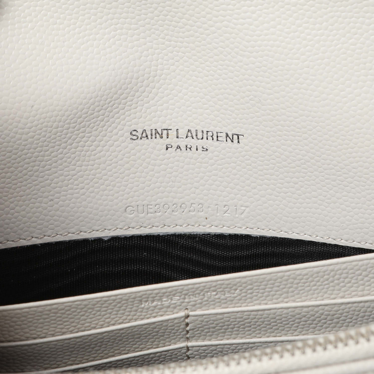 Saint Laurent White Grain De Poudre Matelasse Chevron Monogram Envelope Chain Wallet Handbags Saint Laurent