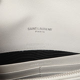 Saint Laurent White Grain De Poudre Matelasse Chevron Monogram Envelope Chain Wallet Handbags Saint Laurent