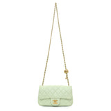Chanel Green Quilted Lambskin Mini Pearl Crush Rectangular Flap Handbags Chanel