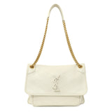 Saint Laurent White Lambskin Matelasse Monogram Medium Niki Chain Satchel