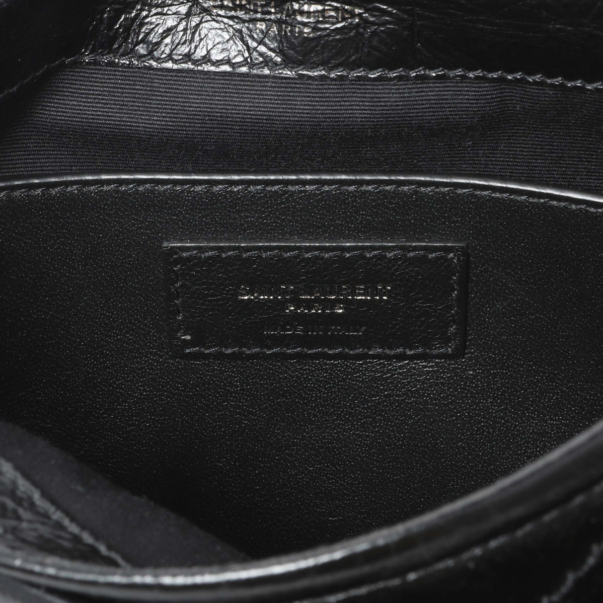 Saint Laurent Black Crinkled Calfskin Matelasse Monogram Baby Niki Chain Satchel Handbags Saint Laurent