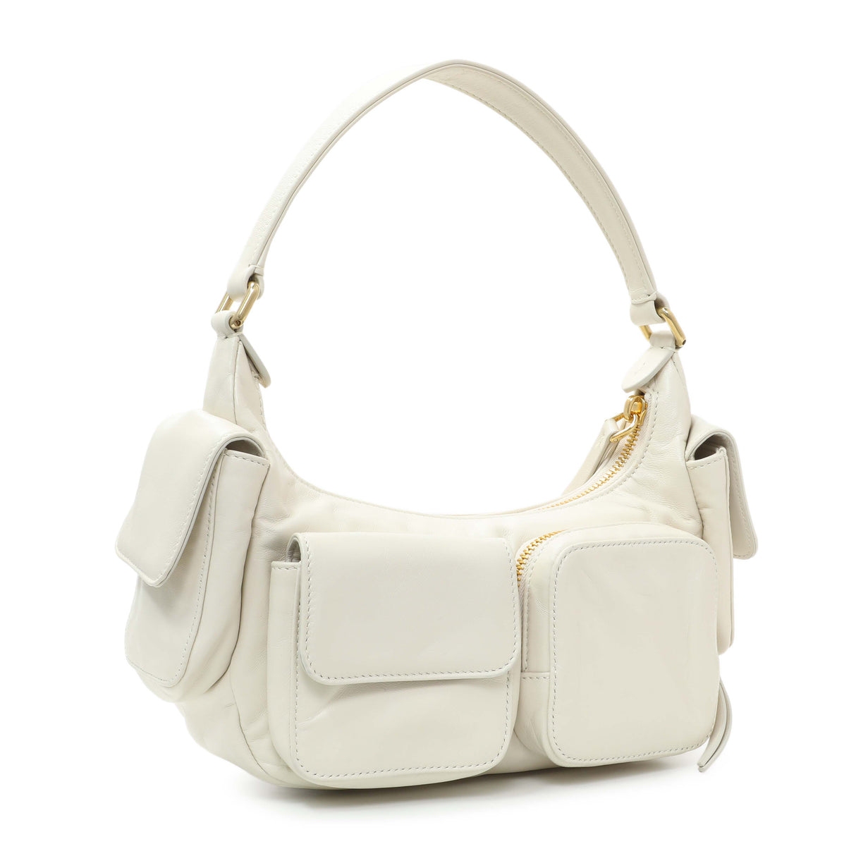 Miu Miu White Nappa Leather Multi Pocket Hobo Bag Handbags Miu Miu
