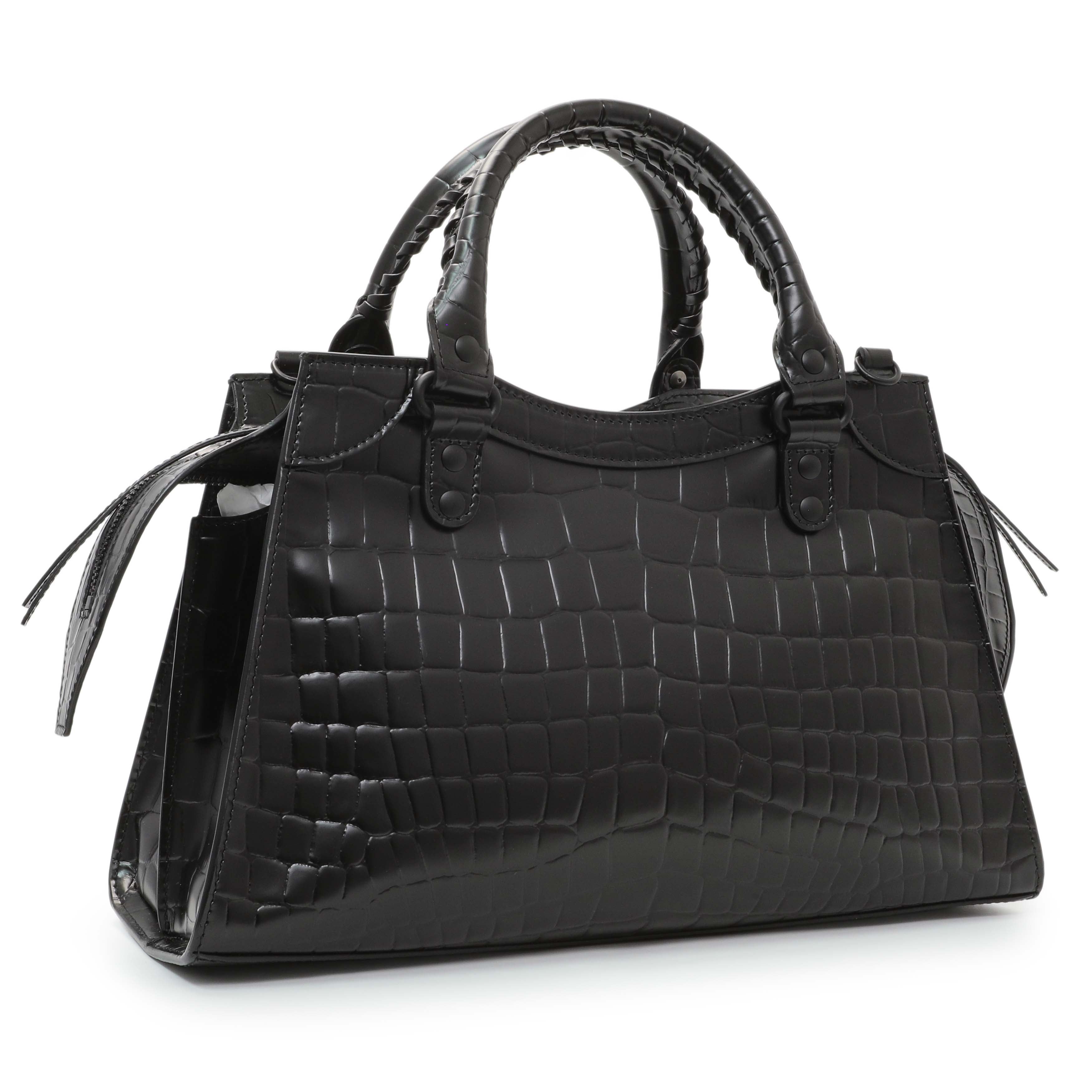Balenciaga Black Crocodile Embossed Neo Classic Hardware S City